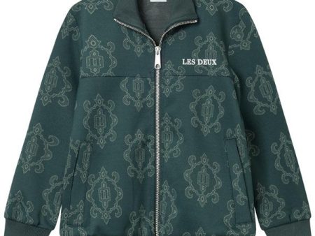 Les Deux Kids Pine Green Ivory Ballier Jacquard Track Jacket Online now