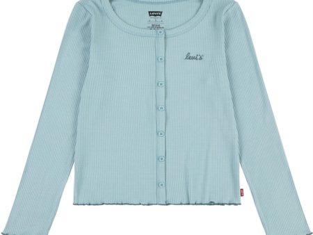 Levi s Scoop Neck Ribbed Bluse Aqua Sea Blue on Sale