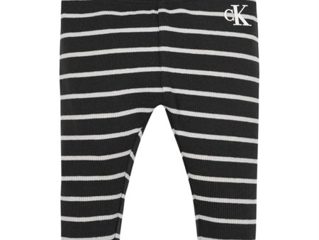 Calvin Klein Rib Stripe Legging Black Stripe For Sale